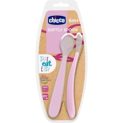 2 soft silicone spoons 6+ months - pink