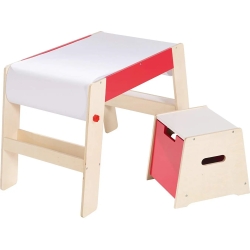 baby Stool and Drawing Table Set - White