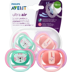 ultra air 18m + - 2 pink pacifiers assorted models