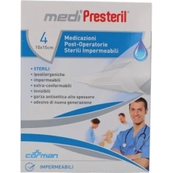 4 sterile post-operative dressings waterproof size 10 cm x 15 cm