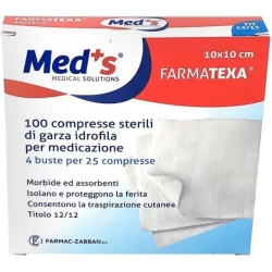 Meds farmatexa - 100 sterile gauze tablets size 10 cm x 10 cm