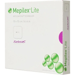 Mepilex Lite - 5 Absorbent soft silicone dressings size 10 cm X 10 cm