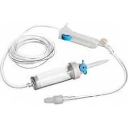 Solution administration set without needle