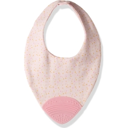 Gummy bib - pink polka bib with teether