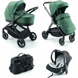Pratic - Trio con Passeggino carrozzina seggiolino auto e borsa colore Verde Laurel