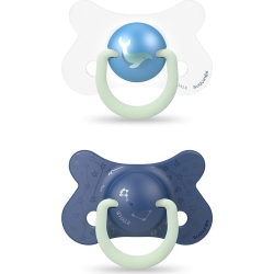 Night & Day whale - 2 Reversible silicone soothers for babies 4-18 M