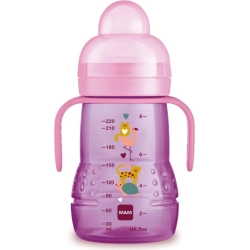 Trainer+ Space Love- Baby bottle with silicone spout 220 ml color pink
