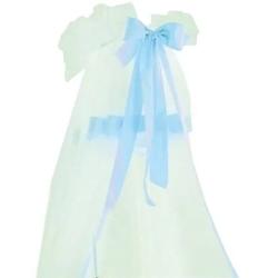 Veil with rod for large white blue bed