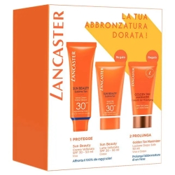 La tua abbronzatura dorata - Crema SPF30 + Latte vellutato SPF30 + doposole Golden tan maximizer
