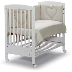 Cuoricino - White Co-Sleeping Cot with Mattress