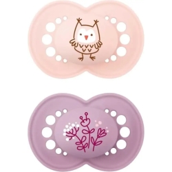 Original - 2 Soothers with silicone teat 6m + in assorted color feminine