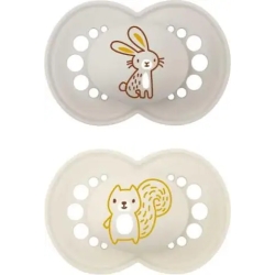 Original - 2 Soothers with silicone teat 6m + in assorted neutral colors