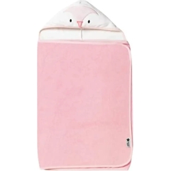 Penny penguin - bath towel for newborn pink color
