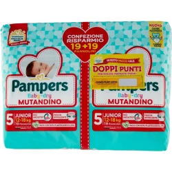Baby Dry Mutandino - 38 Diapers Double pack Size 5 Junior 12-18 kg