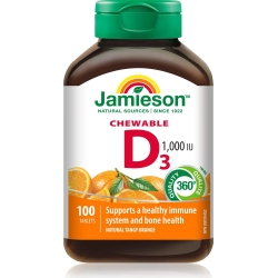 Vitamina D 1000 - bone health supplement 100 chewable tablets orange