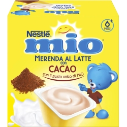 Mio Merenda al latte - Cocoa flavored milk snack 4 jars of 100 g