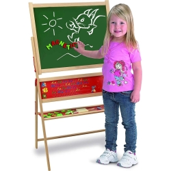 Double Sided Magnetic Whiteboard with Wooden Easel