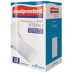 12 sterile gauze pads in non-woven fabric size 18 cm x 40 cm