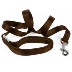 Padded Leash in Nylon 25 Mm X120 Cm Brown