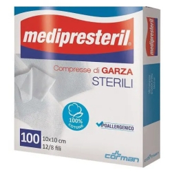100 Sterile Gauze Compresses 12/8 threads 10x10 cm