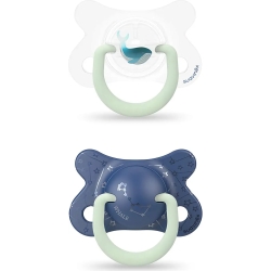 Night & Day whale - 2 silicone soothers for babies 4-18 M