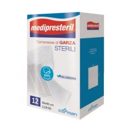 12 Sterile Gauze Compresses 12/8 fili da 36x40 cm