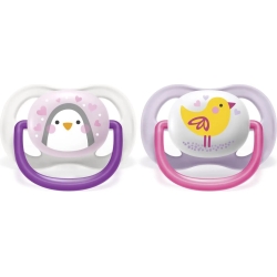 Ultra Air Animals 0-6 M+ - Two Silicone Soother - Penguin/Bird
