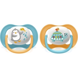 Ultra Air Animals 6-18 M+ - Two Silicone Soother - Penguin/Turtle