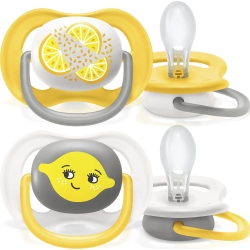 Ultra Air Happy 6-18 M+ - Two Silicone Soother - Lemon