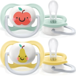Ultra Air Happy 0-6 m - 2 silicone pacifiers - fruit