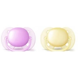Ultra Soft 0-6 m - 2 silicone pacifiers - pink/yellow