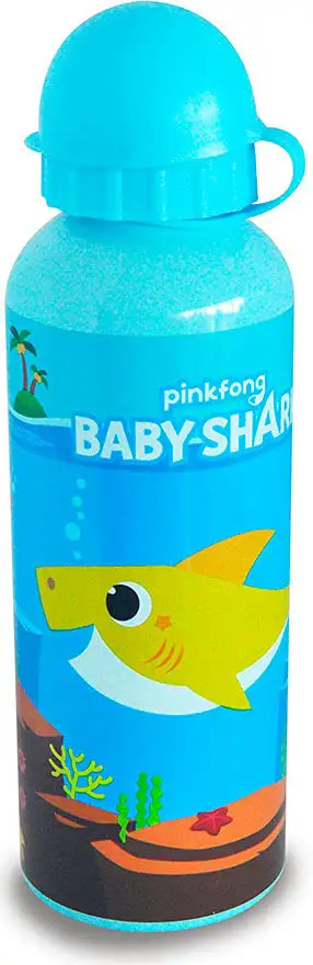 Aluminum bottle with Baby Shark decorations - assorted colors