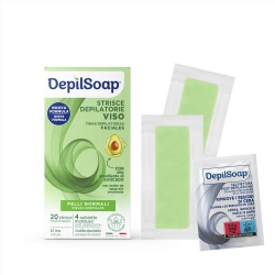 20 Facial Hair Removal Strips for normal skin + 4 disposable wipes