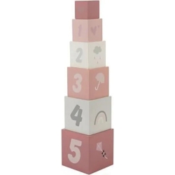 Numbered Wooden Cubes - Pink