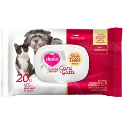 Dogs & Cats - 20 Talc Scented Pocket Wipes 18x16 cm