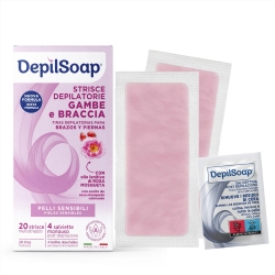 Depilatory Strips Legs & Arms - 20 Disposable Strips + 4 Wipes