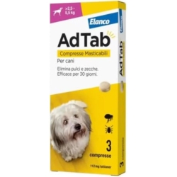 AdTab 112 Mg >2,5-5,5 Kg - Anti Flea & Tick Treatment for Dogs 3 Tablets