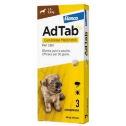 AdTab 56 Mg >1,3-2,5 Kg - Anti Flea and Tick Treatment for Dogs 3 Tablets