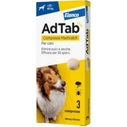 AdTab 900 Mg >22-45 Kg - Anti Flea and Tick Treatment for Dogs 3 Tablets