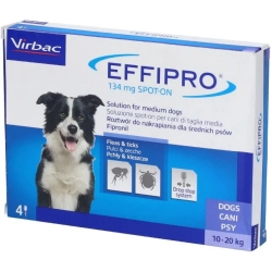 Effipro 134Mg SpotOn - 4 Antiparasitic Pipettes For Dogs From 10 To 20 Kg