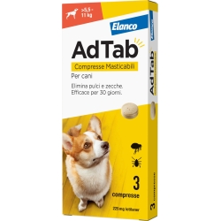 AdTab 225 Mg >5,5-11 Kg - Flea And Tick Treatment For Dogs 3 Tablets