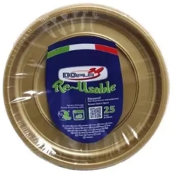 25 Reusable Dinner Plates - gold