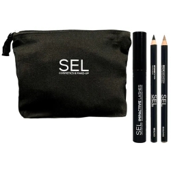 Complete Eye Make-Up Set n.01 - Mascara, Eye Pencil, Eyebrow Pencil & Pochette