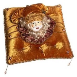 Santa Claus Decoration on Gold Cushion 23 cm