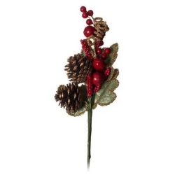 Red and green floral outdoor Christmas decoration 35 cm