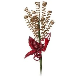 Red and gold floral outdoor Christmas decoration 30 cm