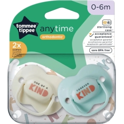 Anytime - 2 Silicone Soother 0-6M - Assorted Colours