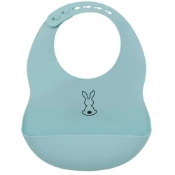 Bib With Silicone Pocket - Light Blue