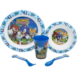 5-piece dinnerware set with Sonic decorations