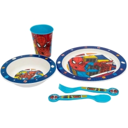 5-piece tableware set with Spiderman decorations